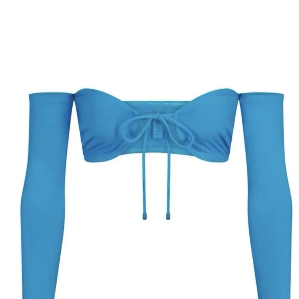 SKIMS Swim Long Sleeve Bikini Top Turquoise Blue Size L